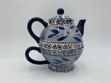 Lavandoux | Tea for One Wit, Blauw &Oslash; 13 x H19 cm  / 500 ml | Serie World Blue | LVDTEFO