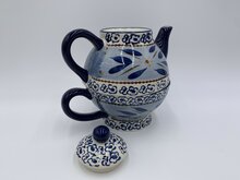 Lavandoux | Tea for One Wit, Blauw &Oslash; 13 x H19 cm  / 500 ml | Serie World Blue | LVDTEFO