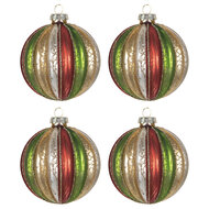 Clayre &amp; Eef | Kerstballen set van 4 Meerkleurig &oslash; 8x8 cm | 6GL2737