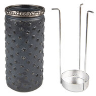 Clayre &amp; Eef | Glazen Theelichthouder Grijs &oslash; 6*13 cm | 6GL3968