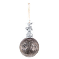 Clayre &amp; Eef | Kerstbal Zilverkleurig &oslash; 7x14 cm | 6GL4072