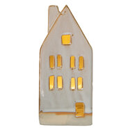 Clayre &amp; Eef | Decoratie Huisje met LED Beige 7x6x15 cm | 6CE1505