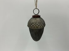 Decoratie hanger eikel Xmas ornament grijs bruin9 x 7 cm kerstbal | 121407 | Home Sweet Home | Stoer &amp; Sober Woonstijl