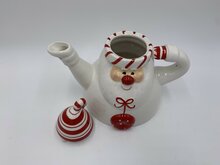 Theepot Kerstman wit rood 22,6 x 16 x 18 cm porselein | 251799 | Home Sweet Home