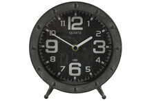 Industri&euml;le tafelklok Mart rond 1x AA grijs pootjes 17 cm metaal | 774284 | Countryfield