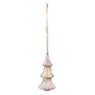 Clayre &amp; Eef | Decoratie Kerstboom Goudkleurig Bruin &oslash; 6x13 cm | 6H2296