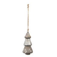 Clayre &amp; Eef | Decoratie Kerstboom Zilverkleurig Grijs &oslash; 6x13 cm | 6H2297