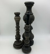 Kandelaar hout vintage grijs bruin 50x16 cm dinerkaars kaarsenhouder | 11350GR | Home Sweet Home | Stoer &amp; Sober Woonstijl