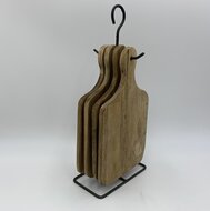 Rekje met 4 broodplankjes hout ijzer bruin 39 x 14 cm | 11356 | Home Sweet Home | Stoer &amp; Sober Woonstijl