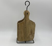 Rekje met 4 broodplankjes hout ijzer bruin 39 x 14 cm | 11356 | Home Sweet Home | Stoer &amp; Sober Woonstijl