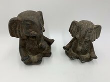 Decoratie beeld olifant set v 2 bruin polyresin 16x14 13x12  | 11364SET | Home Sweet Home | Stoer &amp; Sober Woonstijl