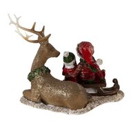 Clayre &amp; Eef | Kerstdecoratie Beeld Kinderen Bruin, Rood 17x11x16 cm | 6PR4674