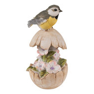 Clayre &amp; Eef | Decoratie beeld Vogel Beige Grijs 6x6x14 cm | 6PR3823