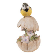 Clayre &amp; Eef | Decoratie beeld Vogel Beige Grijs 6x6x14 cm | 6PR3823