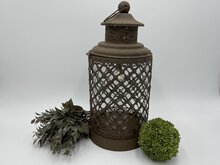 Lantaarn roest met lamp 2 x aa timer bruin + hengsel 37 x 17 cm ijzer | 121298 | Home Sweet Home | Stoer &amp; Sober Woonstijl