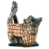 Clayre &amp; Eef | Tiffany Tafellamp Katten Beige, Grijs 27x18x35 cm E14/max 1x40W | 5LL-1187