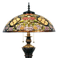 Clayre &amp; Eef | Tiffany Vloerlamp Beige, Roze &oslash; 55x150 cm E27/max 3x60W | 5LL-5437