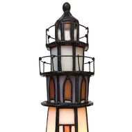 Clayre &amp; Eef | Tiffany Tafellamp Vuurtoren Bruin, Beige 11x11x25 cm E14/max 1x25W | 5LL-6006