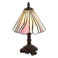 Clayre &amp; Eef | Tiffany Tafellamp Roze Beige &oslash; 20x34 cm E14/max 1x25W | 5LL-6193