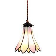 Clayre &amp; Eef | Hanglamp Tiffany Roze, Beige &oslash; 15x115 cm E14/max 1x40W | 5LL-6196