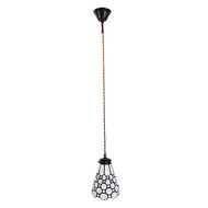 Clayre &amp; Eef | Hanglamp Tiffany Wit, Bruin &oslash; 15x115 cm E14/max 1x40W | 5LL-6198