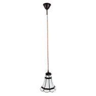 Clayre &amp; Eef | Hanglamp Tiffany Wit, Bruin &oslash; 15x115 cm E14/max 1x40W | 5LL-6201