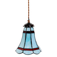 Clayre &amp; Eef | Hanglamp Tiffany Blauw, Rood &oslash; 15x115 cm E14/max 1x25W | 5LL-6202