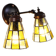 Clayre &amp; Eef | Wandlamp Tiffany Bruin wit 30x23x23 cm E14/max 2x40W | 5LL-6216