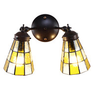 Clayre &amp; Eef | Wandlamp Tiffany Bruin wit 30x23x23 cm E14/max 2x40W | 5LL-6216