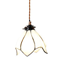 Clayre &amp; Eef | Hanglamp Tiffany Wit, Bruin &oslash; 18x115 cm E14/max 1x25W | 5LL-6223