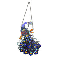 Clayre &amp; Eef | Glaspaneel Tiffany Pauw Blauw 34x1x50/70 cm | 5LL-6238