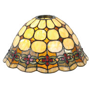 Clayre &amp; Eef | Lampenkap Tiffany Beige, Rood &oslash; 25x15 cm / KH 6 cm | 5LL-8828