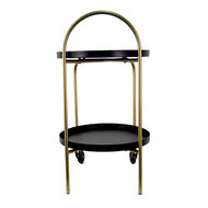 Clayre &amp; Eef | Keukentrolley op Wieltjes Goudkleurig Blauw 48x38x67 cm | 64901