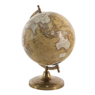 Clayre &amp; Eef | Wereldbol Decoratie Geel, Bruin 22x22x30 cm | 64905
