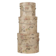 Clayre & Eef | Hoedendoos Set van 3 Beige ø 23x20 / ø 20x17 / ø 17x14 cm | 65012