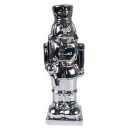 Clayre &amp; Eef | Kerstdecoratie Beeld Notenkraker Zilverkleurig 8x7x23 cm | 6CE1490ZI