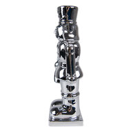 Clayre &amp; Eef | Kerstdecoratie Beeld Notenkraker Zilverkleurig 8x7x23 cm | 6CE1490ZI