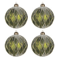 Clayre &amp; Eef | Kerstballen Set van 4 Groen &oslash; 9x9 cm | 6GL2704
