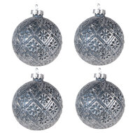 Clayre &amp; Eef | Kerstballen set van 4 Blauw &oslash; 8x8 cm | 6GL4108