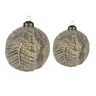 Clayre &amp; Eef | Kerstballen set van 2 Groen &oslash; 10x10 / &oslash; 8x8 cm | 6GL4114