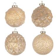 Clayre &amp; Eef | Kerstballen set van 4 Geel &oslash; 10x10 cm | 6GL4135