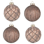 Clayre &amp; Eef | Kerstballen set van 4 bruin &oslash; 8x8 cm | 6GL4144