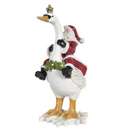 Clayre & Eef | Kerstdecoratie Beeld Kerstman Wit, Rood 25x16x39 cm | 6PR2982