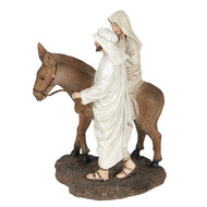 Clayre &amp; Eef | Kerstdecoratie Beeld Kerststal Bruin, Wit 16x12x20 cm | 6PR3044