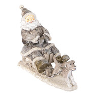 Clayre &amp; Eef | Kerstdecoratie Beeld Kerstman Grijs 24x8x16 cm | 6PR3472