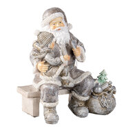 Clayre & Eef | Kerstdecoratie Beeld Kerstman Grijs 15x10x16 cm | 6PR3473