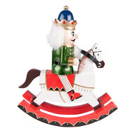 Clayre &amp; Eef | Kerstdecoratie Beeld Notenkraker Wit Groen 24x7x29 cm | 6PR3814