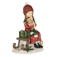 Clayre &amp; Eef | Kerstdecoratie Beeld Kind Rood, Groen 14x9x17 cm | 6PR4669