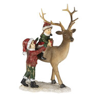 Clayre &amp; Eef | Kerstdecoratie Beeld Kinderen Bruin, Rood 15x9x22 cm | 6PR4672