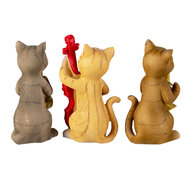 Clayre &amp; Eef | Decoratie Beeld Set van 3 Katten Beige, Bruin, Grijs 4x6x10 cm | 6PR4683